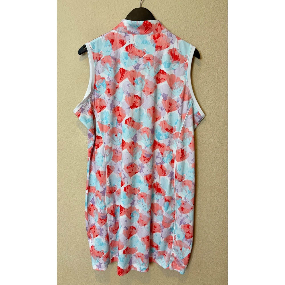 Pebble Beach Dry-Luxe Performance Golf Dress XL Floral Sleeveless Zip Mock Neck - Picture 6 of 6